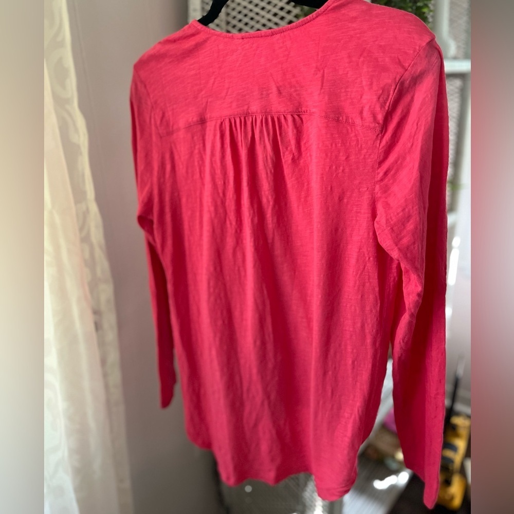Caslon Size Medium Faux Wrap Long Sleeve 100% Cotton Nursing Friendly Pink Top - Picture 8 of 10